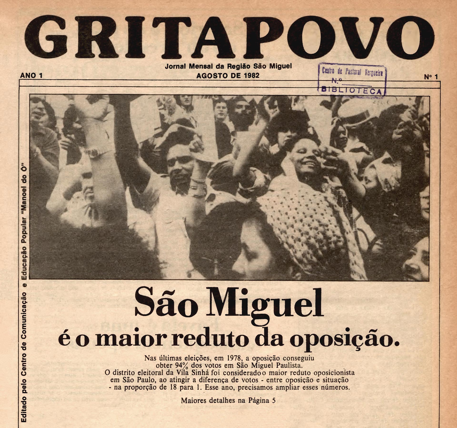 Grita Povo - número 1 - São Miguel é oposição - 1982