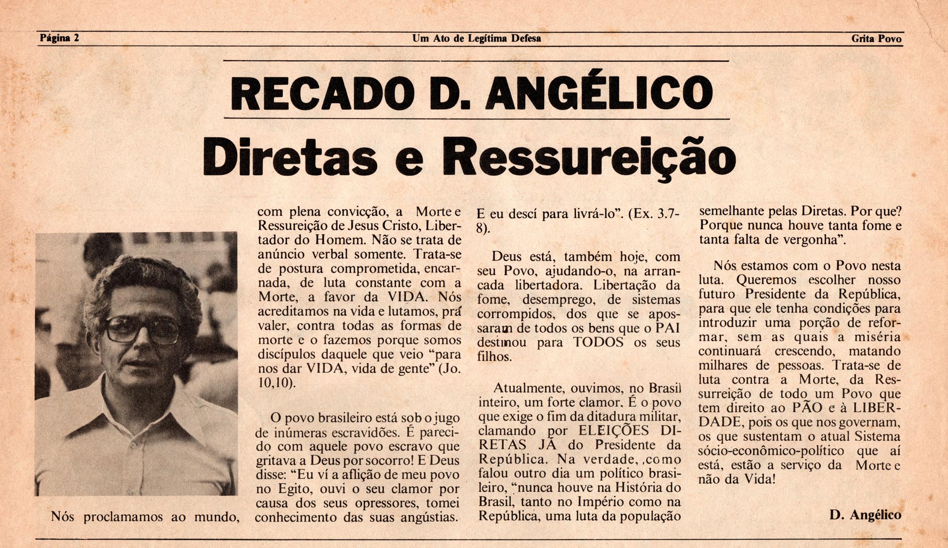 Grita Povo - Editorial por Diretas Já - 1984
