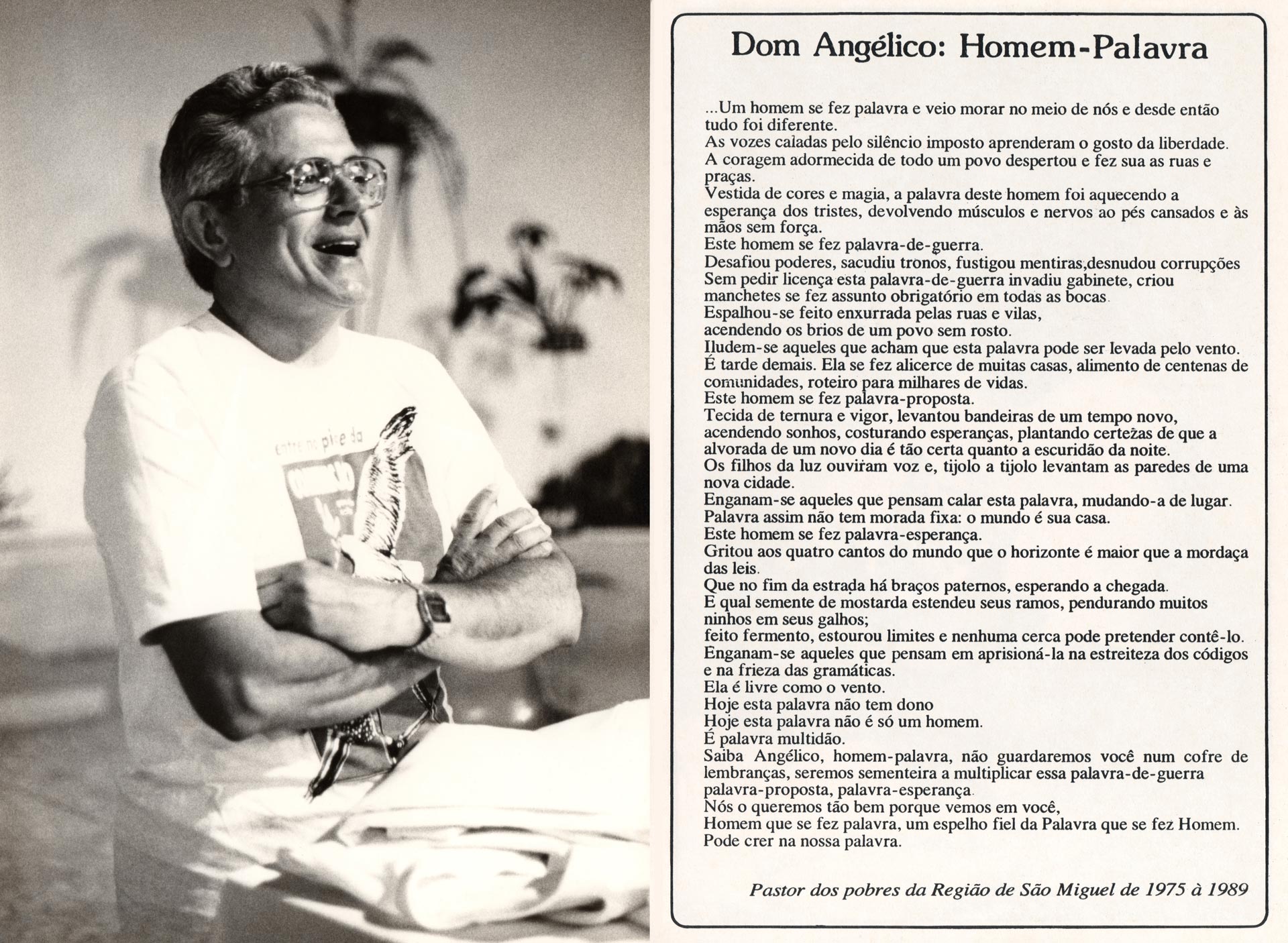 Dom Angélico - Homem Palavra, despedida de São Miguel - 1989 / 1990